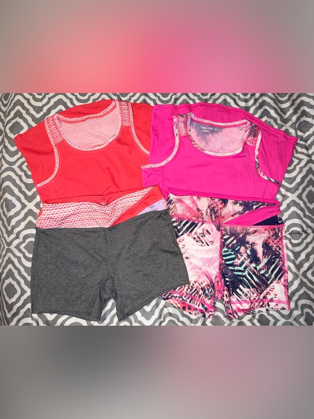Girl’s Pink & Coral Active Tops and Shorts Set